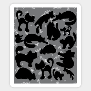 Black Cat Fish-bone pattern Sticker